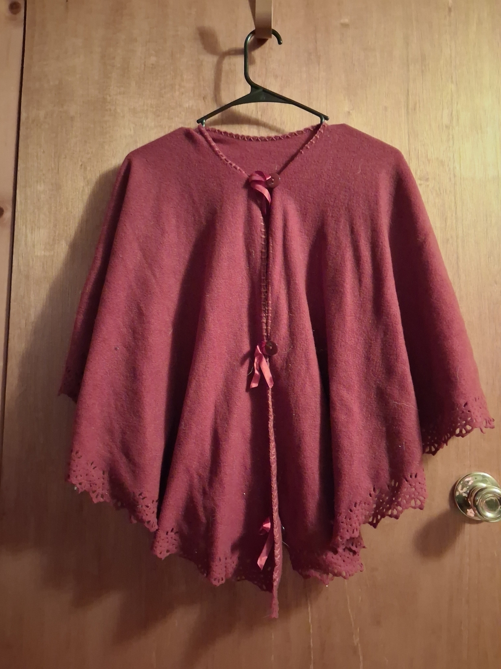 Vintage-Style Women's Berry Poncho Sweater